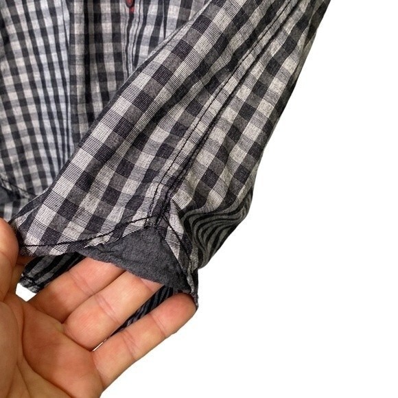 MBX Denim Wear Button Down Check Plaid Short Sleeve Shirt Cotton Chest Pocket - Picture 5 of 13